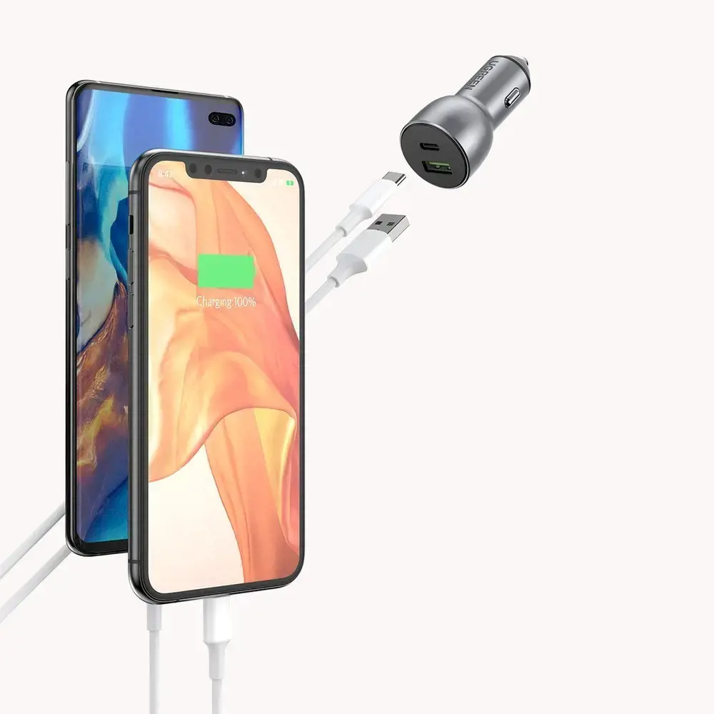 Ugreen fast car charger USB / USB Typ C Quick Charge 3.0 Power Delivery 36 W 3 A gray (CD213 60980)