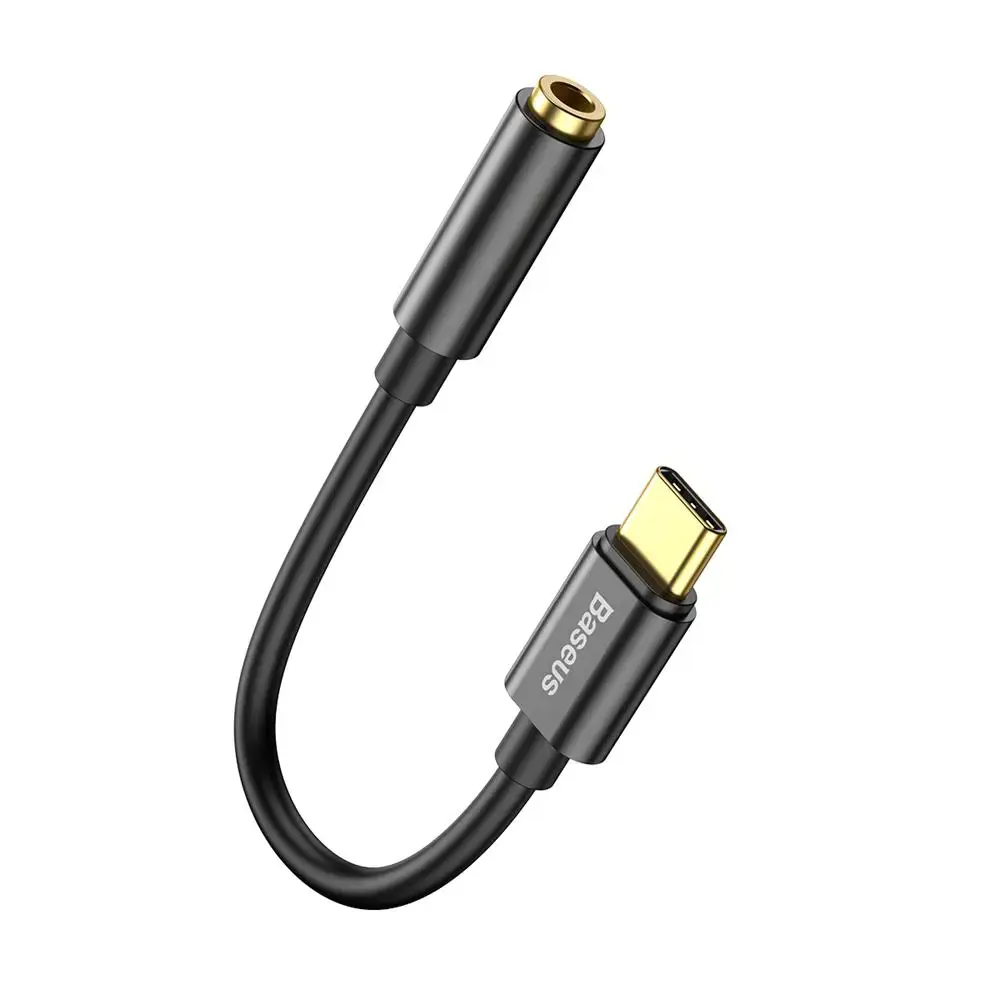 "Baseus L54" ausinių adapteris iš USB-C į 3,5 mm garso lizdą DAC 24 bitų 48 KHz, juodas (CATL54-01) (Juodas)