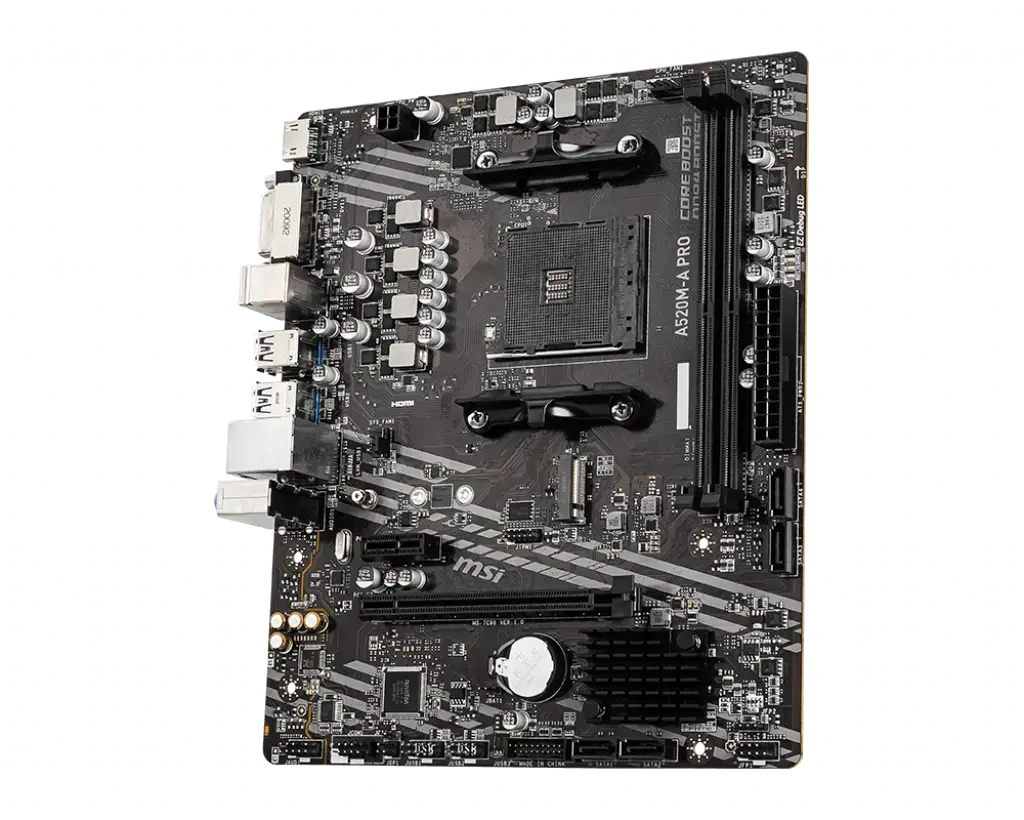 MSI A520M-A PRO, AMD, "Socket AM4", 3 kartos "AMD Ryzen™ 3", 3 kartos "AMD Ryzen 5", 3 kartos "AMD Ryzen™ 7", 3 kartos..., DDR4-SDRAM, 64 GB, DIMM