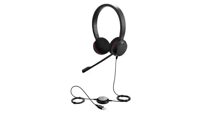 JABRA EVOLVE 20 UC Stereo USB ausinė Triukšmą slopinanti USB jungtis su nutildymo mygtuku ir garsumo reguliatoriumi ant laido
