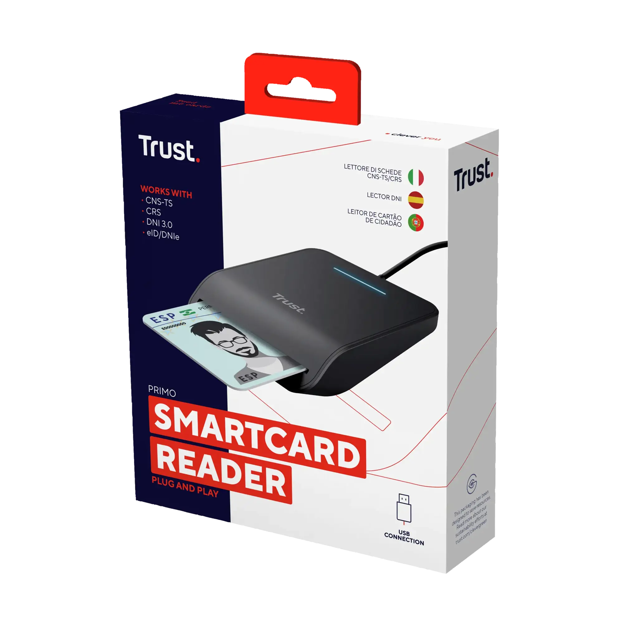 "Trust Primo", CardBus+USB 2.0, 1 m, juoda, 46 g