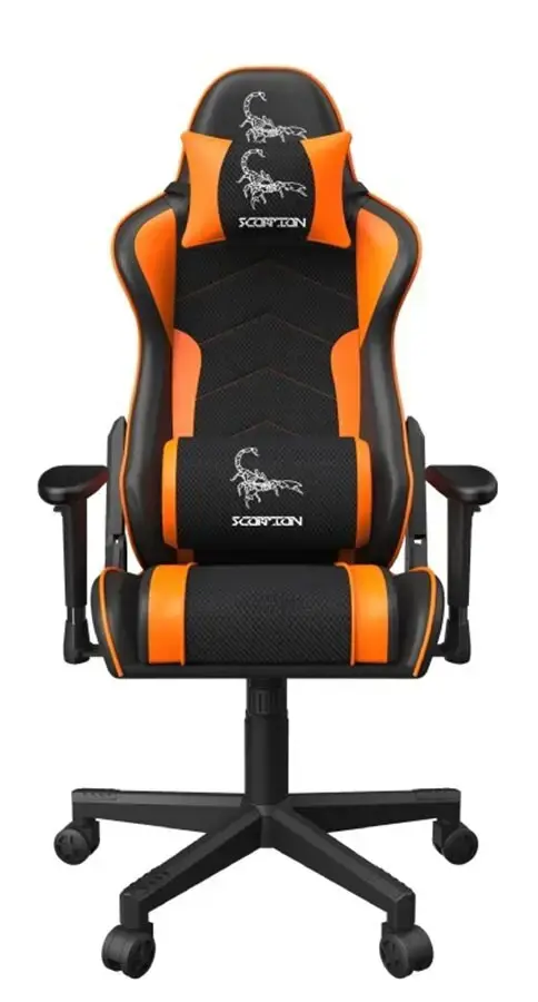 GEMBIRD Žaidimų kėdė SCORPION juoda tinklelio oranžinė oda