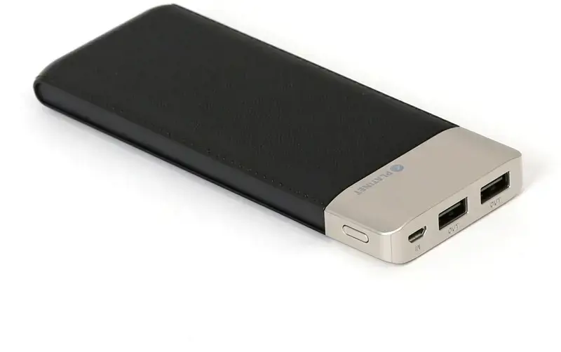 Platinet power bank Leather 11000mAh 2.1A 2xUSB Li-Po, black (43793)