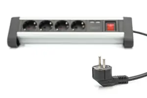 DIGITUS DA-70614 DIGITUS 4 krypčių biuro kištukinių lizdų juostelė su 2x USB prievadais