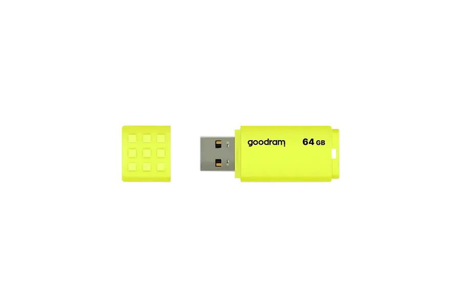"Goodram UME2", 64 GB, A tipo USB, 2.0, 20 MB/s, dangtelis, geltonos spalvos