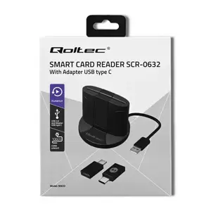 QOLTEC 50632 Išmanusis išmaniųjų ID kortelių skaitytuvas SCR0632 C tipo USB