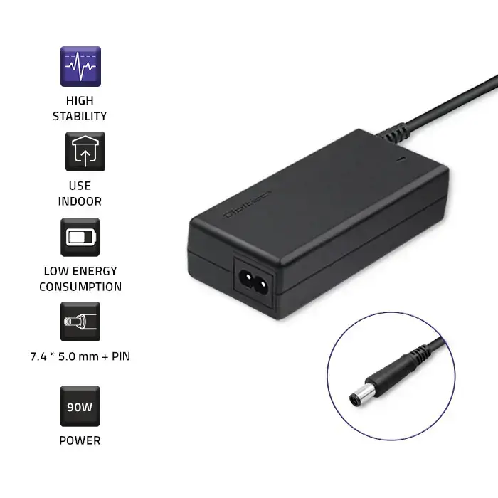 QOLTEC 50086 Nešiojamojo kompiuterio kintamosios srovės maitinimo adapteris Qoltec HP Compaq 90W 19V 4.74 A 7.4x5.0+pin