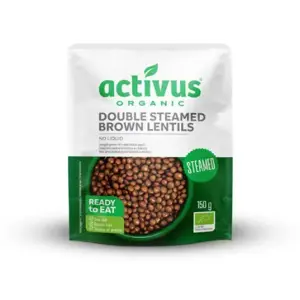 Ekologiški rudieji lęšiai be skysčio ACTIVUS, plast. maišelyje, 150g LT-EKO-001