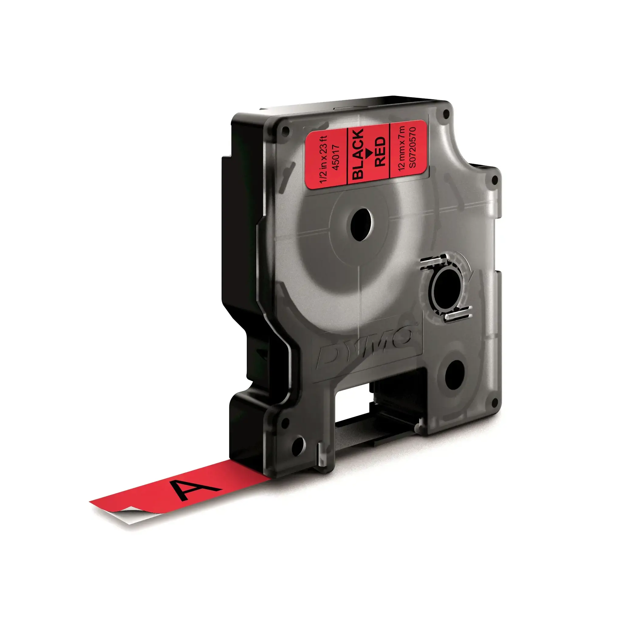 DYMO Authentic D1 Labels | Black Print on Red Tape | 12 mm x 7 m | Self-Adhesive Labels for LabelManager Label Makers | Made in Europe, Black on red, Polyester, Belgium, -18 - 90 °C, DYMO, LabelManager, LabelWriter 450 DUO