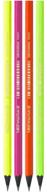 Bic pieštukai Evolution Fluo HB, 4 vnt. rinkinys, įvairių korpuso spalvų 446199