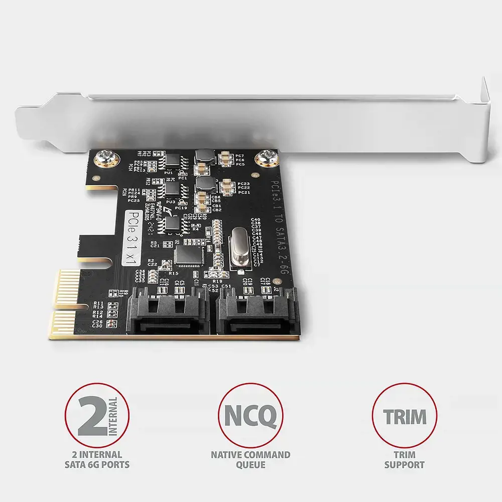 Axagon Two-channel SATA III PCI-Express controller with two internal SATA port outputs. Standard & Low profile.