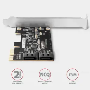 Axagon Two-channel SATA III PCI-Express controller with two internal SATA port outputs. Standard & Low profile.