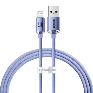 Baseus Crystal cable USB to Lightning, 2.4A, 1.2m (purple)