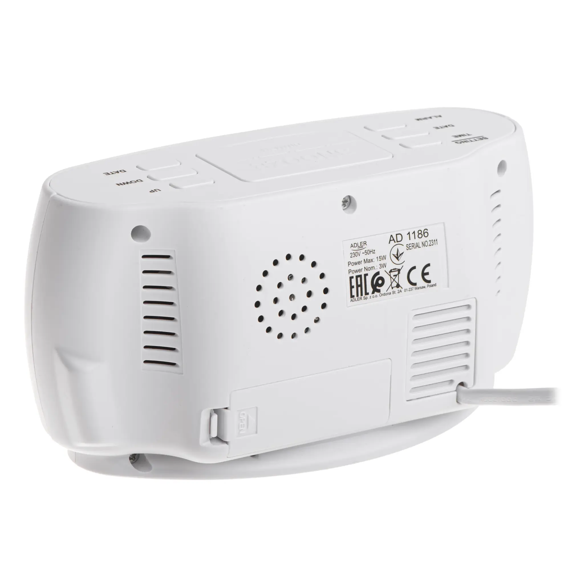 Adler AD 1186W alarm clock Digital alarm clock Black, White