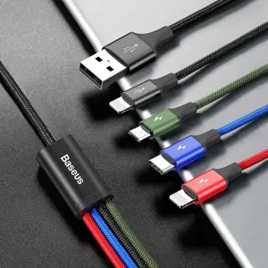 Baseus 2x Lightning | USB Type C | micro USB nylon braided cable 3.5A 1.2m black (CA1T4-A01)