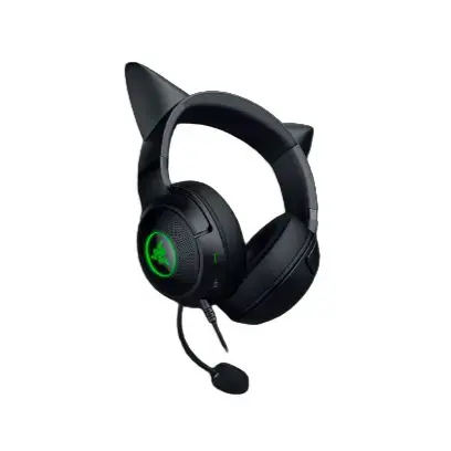 "Razer" ausinės "Kraken Kitty V2" su mikrofonu, juodos spalvos, laidinės, ausinės, su triukšmo slopinimu