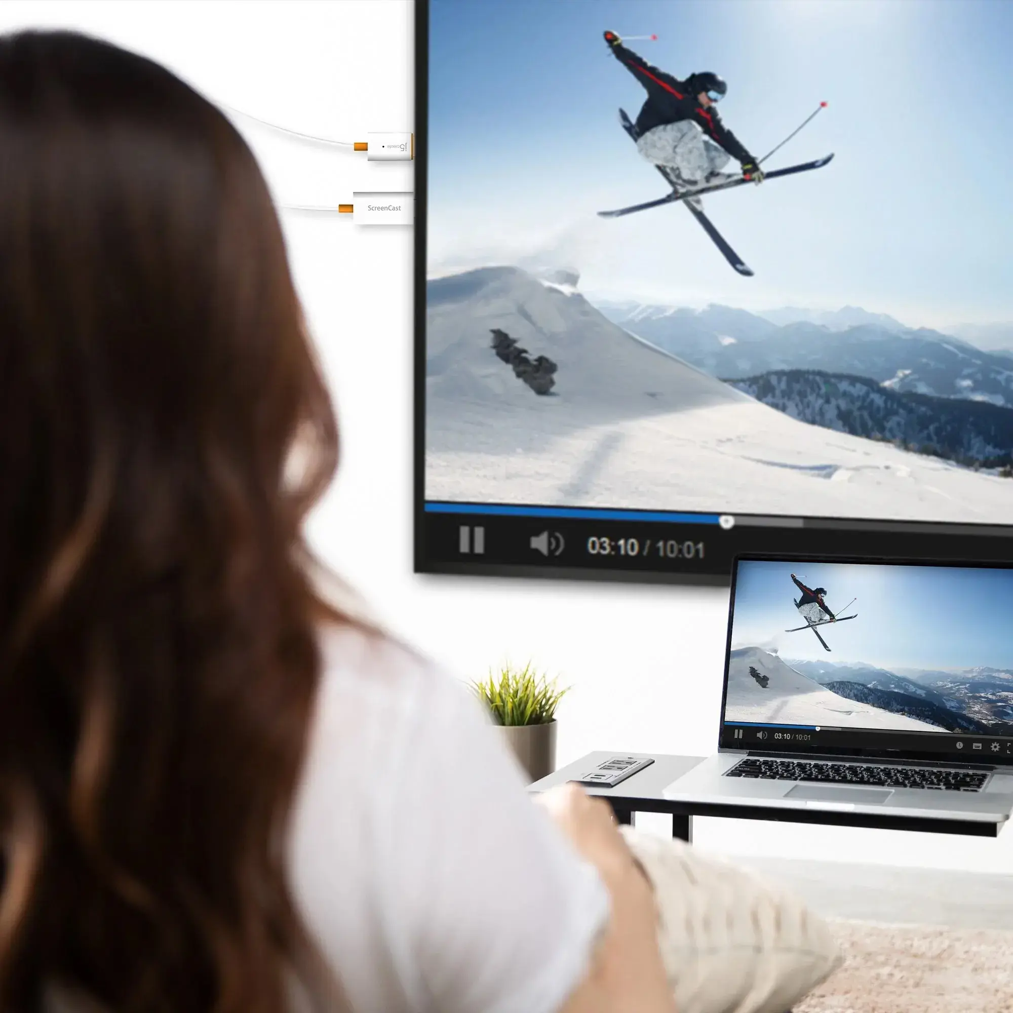 j5create ScreenCast HDMI Wireless Display Adapter Receiver - Mirrors Phone, Tablet, Laptop to HDTV - Compatible with MiraCast, AirPlay, Android, Windows 10 PC, iOS, iPhone, Tablet (JVAW56), 1920 x 1080 pixels, AV receiver, Wireless