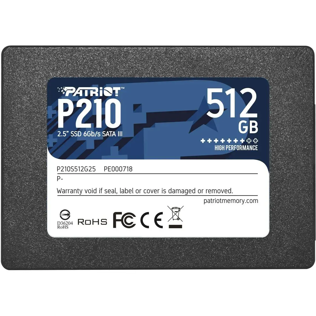 SSD diskas PATRIOT MEMORY P210 512 GB, 2.5", Serial ATA III