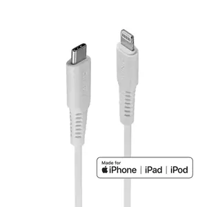 "Lindy" 3 m USB C ir "Lightning" kabelis, baltas, 3 m, "Lightning", USB C, vyriškas, vyriškas, balt…
