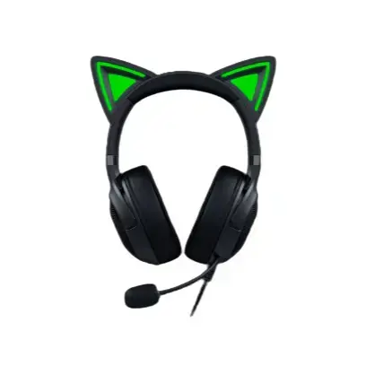 "Razer" ausinės "Kraken Kitty V2" su mikrofonu, juodos spalvos, laidinės, ausinės, su triukšmo slopinimu