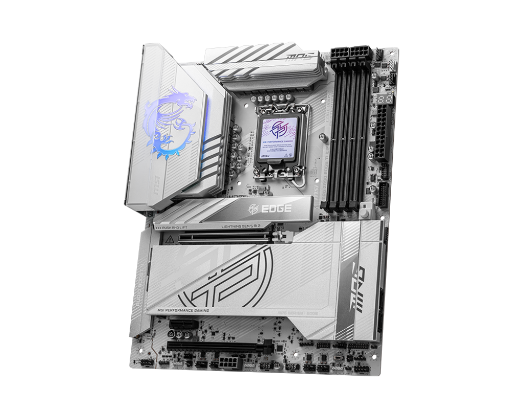 Mainboard MSI Intel Z890 LGA1851 ATX Memory DDR5 Memory slots 4 1xPCI-Express 1x 2xPCI-Express 16x 5xM.2 1xHDMI 1xAudio-In 1xAudio-Out 1xUSB 2.0 4xUSB 3.0 4xUSB 3.1 1xUSB-C 1xOptical S/PDIF 1xRJ45 2xThunderbolt MPGZ890EDGETIWIFI