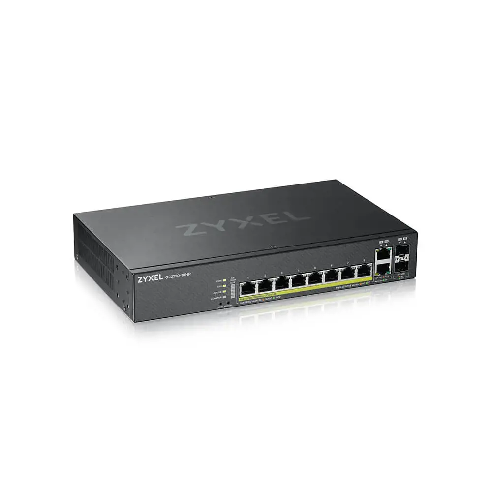 Zyxel GS2220-10HP-EU0101F, valdomas, L2, Gigabit Ethernet (10/100/1000), maitinimas per Ethernet (PoE), montuojamas į stovą