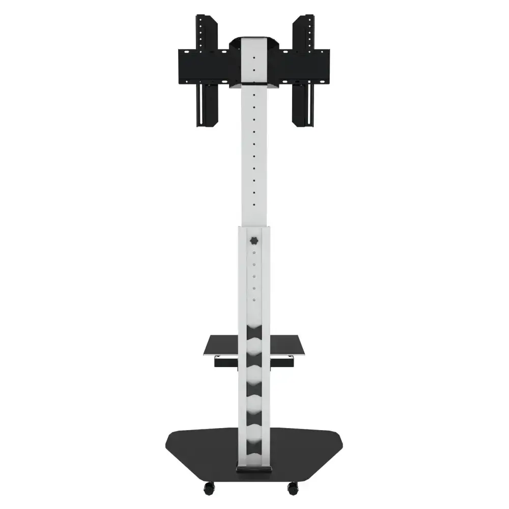 "Techly" grindų stovas su lentynomis, vežimėlis LCD/LED/Plazma TV 37-70", sidabrinis, 40 kg, 94 cm (37"), 177,8 cm (70"), 200 x 400 mm, 600 x 400 mm, 1370 - 1900 mm