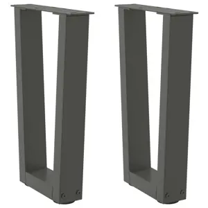 Kavos staliuko kojelės, V formos, 2 vnt., antracito spalvos, 38x(42-43,3) cm, plienas