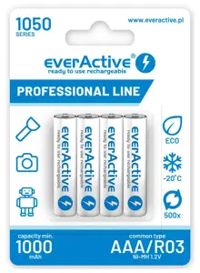 Įkraunamos baterijos everActive Ni-MH R03 AAA 1050 mAh Professional Line