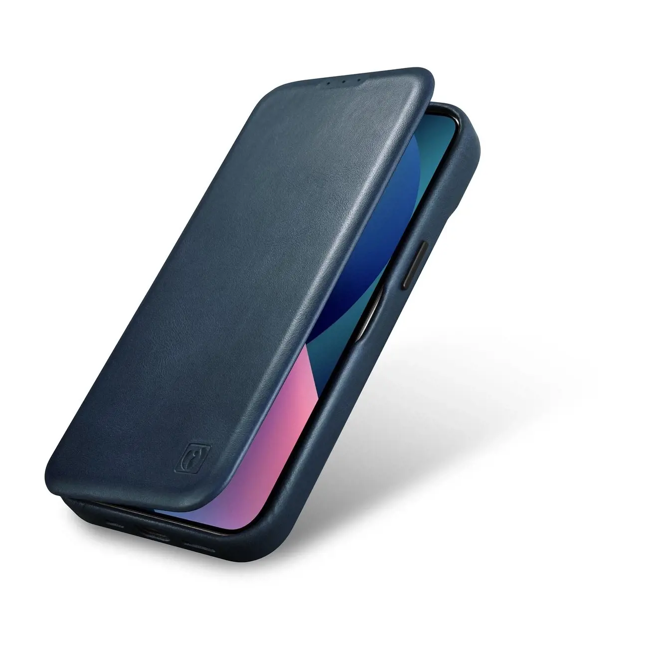 "iCarer CE Oil Wax Premium Leather Folio Case" odinis dėklas "iPhone 14 Pro", magnetinis "MagSafe", mėlynas (AKI14220706-BU)