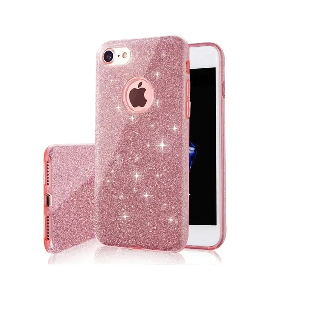 Blizgantis 3in1 dėklas iPhone 11 rožinės spalvos