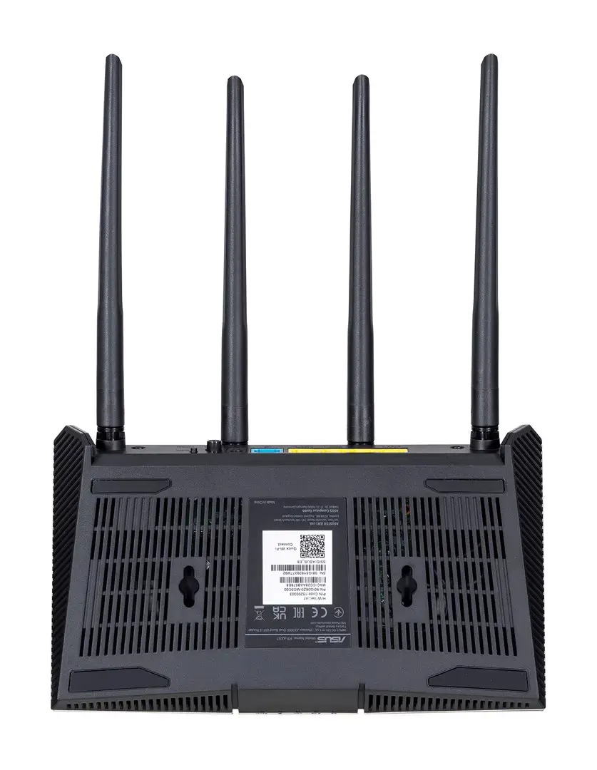ASUS RT-AX57, "Wi-Fi 6" (802.11ax), dviejų dažnių (2,4 GHz / 5 GHz), Ethernet LAN, juodas, stalinis maršrutizatorius