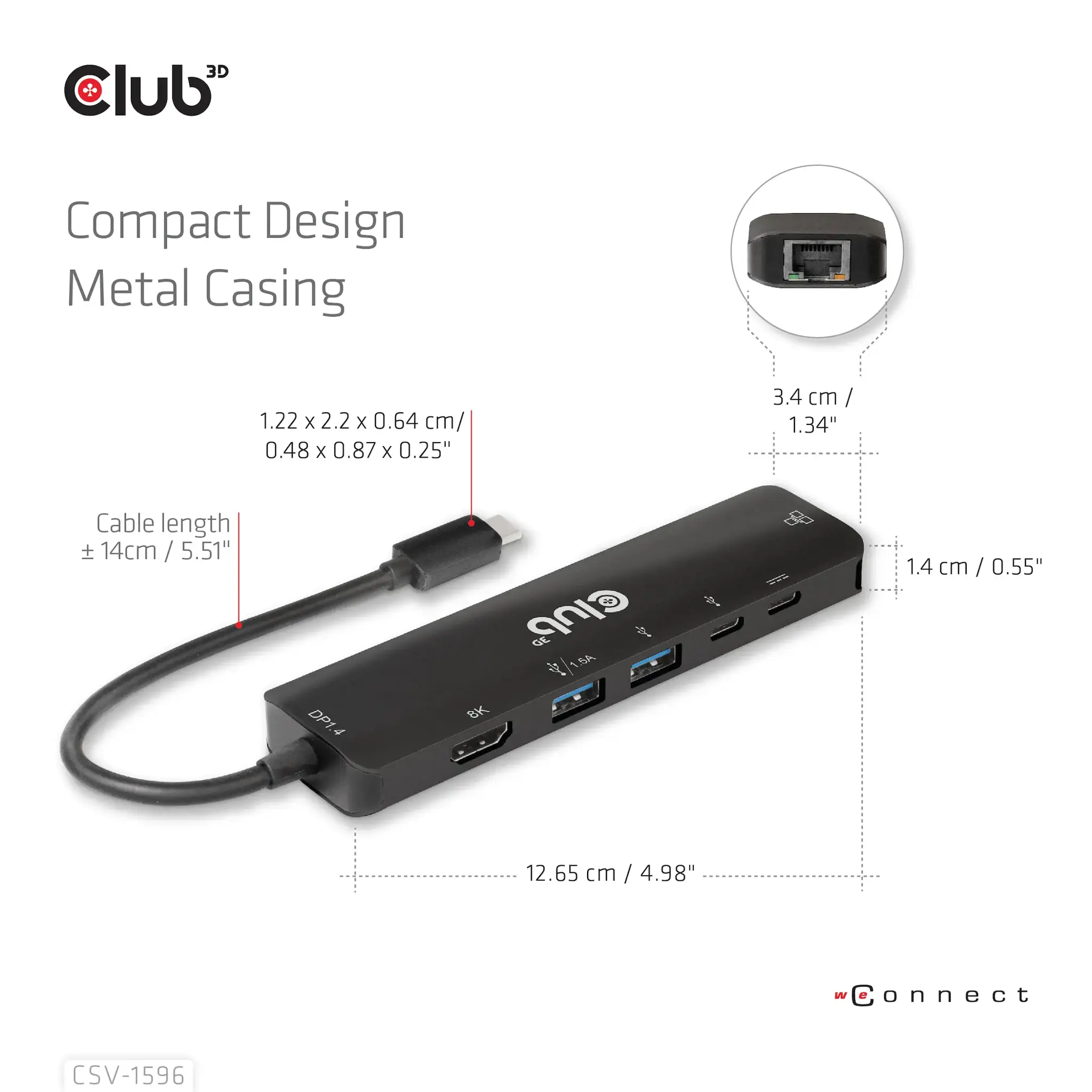 CLUB3D USB Gen1 Type-C, 6-in-1 Hub with HDMI 8K30Hz, 2xUSB Type-A, RJ45 and 2xUSB Type-C, Data and PD charging 100 watt, USB 3.2 Gen 1 (3.1 Gen 1) Type-C, HDMI, RJ-45, USB 3.2 Gen 1 (3.1 Gen 1) Type-A, USB 3.2 Gen 1 (3.1 Gen 1) Type-C, 5000 Mbit/s, 120 Hz, 7680 x 4320 pixels, Black