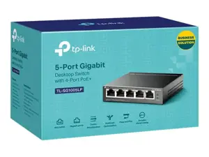TP-Link TL-SG1005LP, nevaldomas, Gigabit Ethernet (10/100/1000), maitinimas per Ethernet (PoE), montuojamas ant sienos