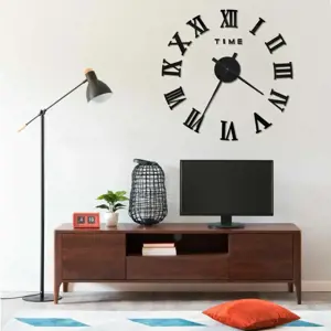 Sieninis laikrodis, juodas, 100cm, modernaus dizaino, 3D, XXL