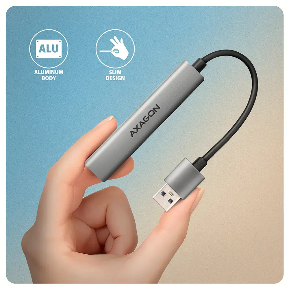AXAGON ALU STRIP USB-A 4 port hub | HUE-STA