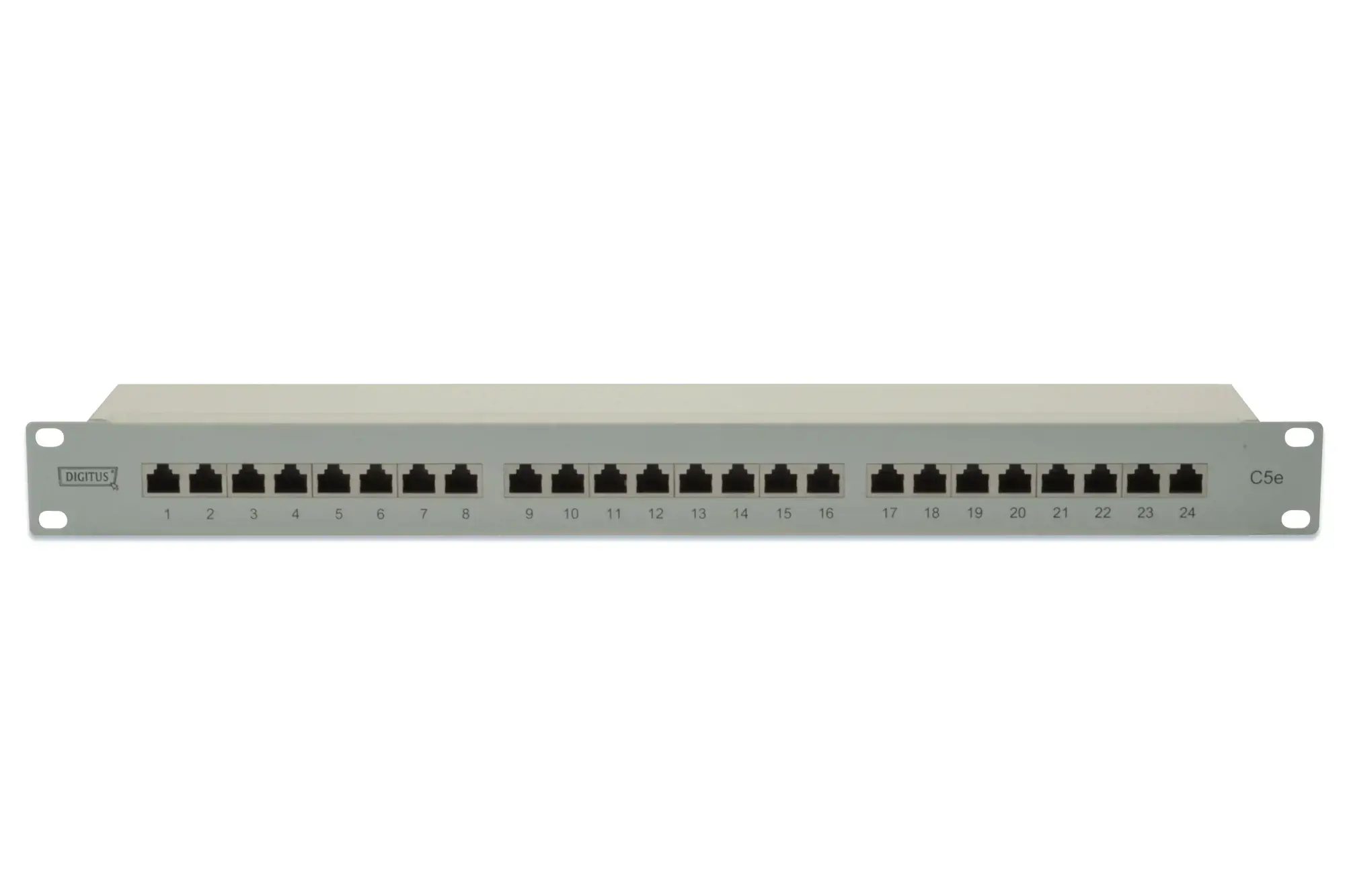 DIGITUS Patch Panel 19inch 24Port Cat5e STP ekranuotas pilka RAL7035 kabelių montavimas apie LSA