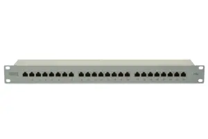 DIGITUS Patch Panel 19inch 24Port Cat5e STP ekranuotas pilka RAL7035 kabelių montavimas apie LSA