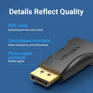 "Vention" "DisplayPort" vyriškos ir HDMI moteriškos lyties adapteris, juodas, "DisplayPort", HDMI, juodas