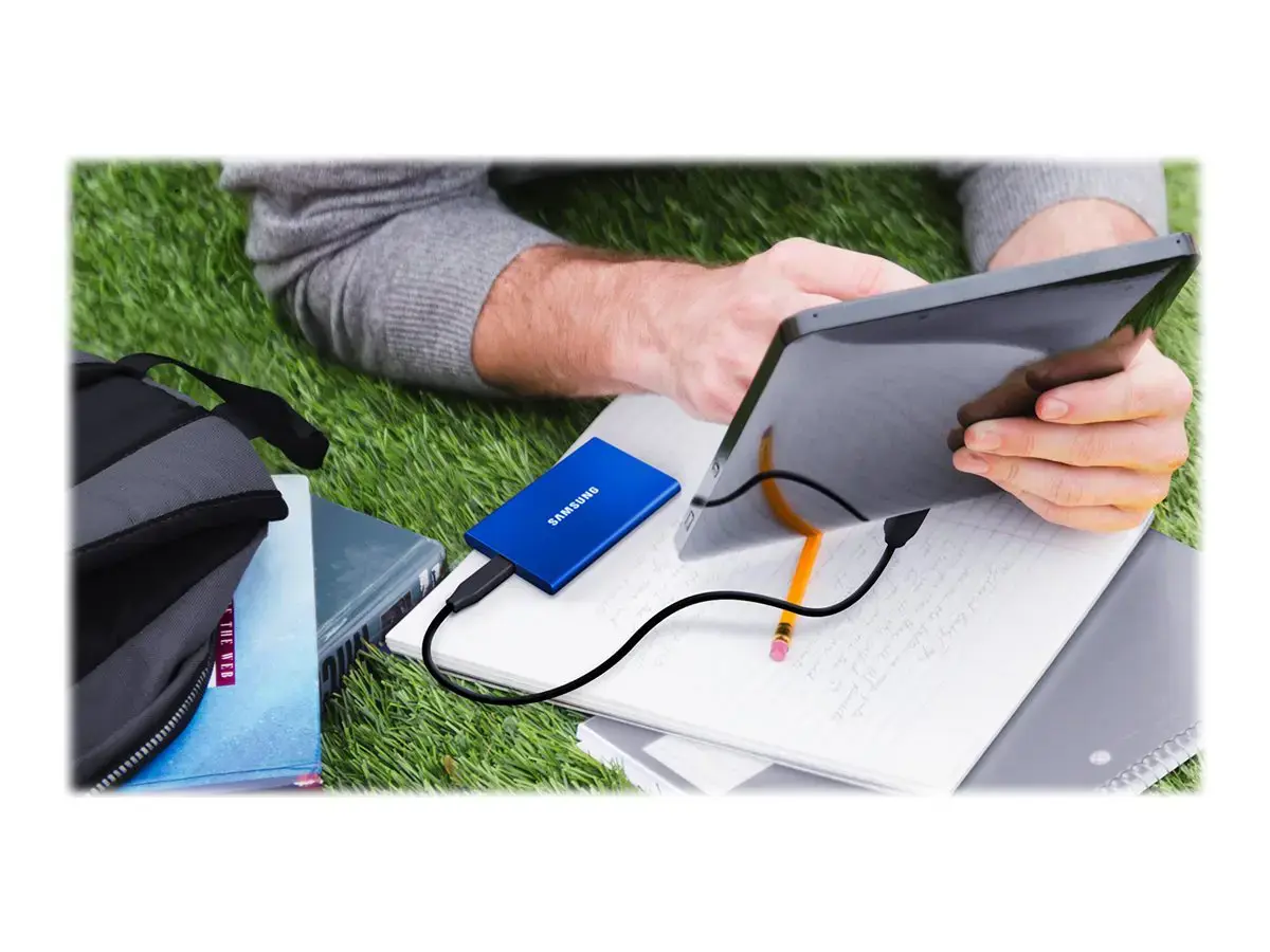 "Samsung" nešiojamasis SSD T7, 1000 GB, C tipo USB, 3.2 Gen 2 (3.1 Gen 2), 1050 MB/s, apsauga nuo slaptažodžio, mėlynas