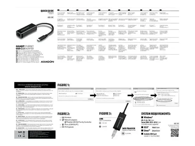 AXAGON ADE-SRC C tipo USB3.1 - Gigabit Ethernet 10/100/1000 adapteris
