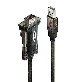 "Lindy" USB serijinis keitiklis "Lite", pilkas, skaidrus, 1,5 m, USB Type-A, DB-9, vyriškas, vyriškas