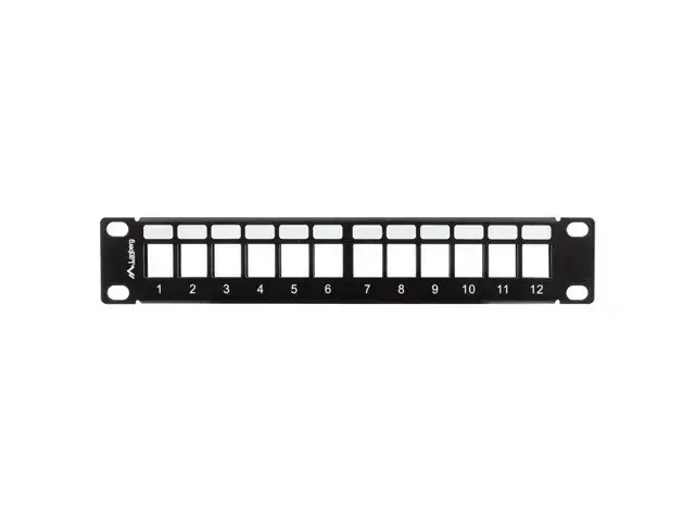 LANBERG patch panel blank 12 port 1U with organizer for keystone modules black