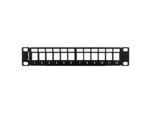 LANBERG patch panel blank 12 port 1U with organizer for keystone modules black