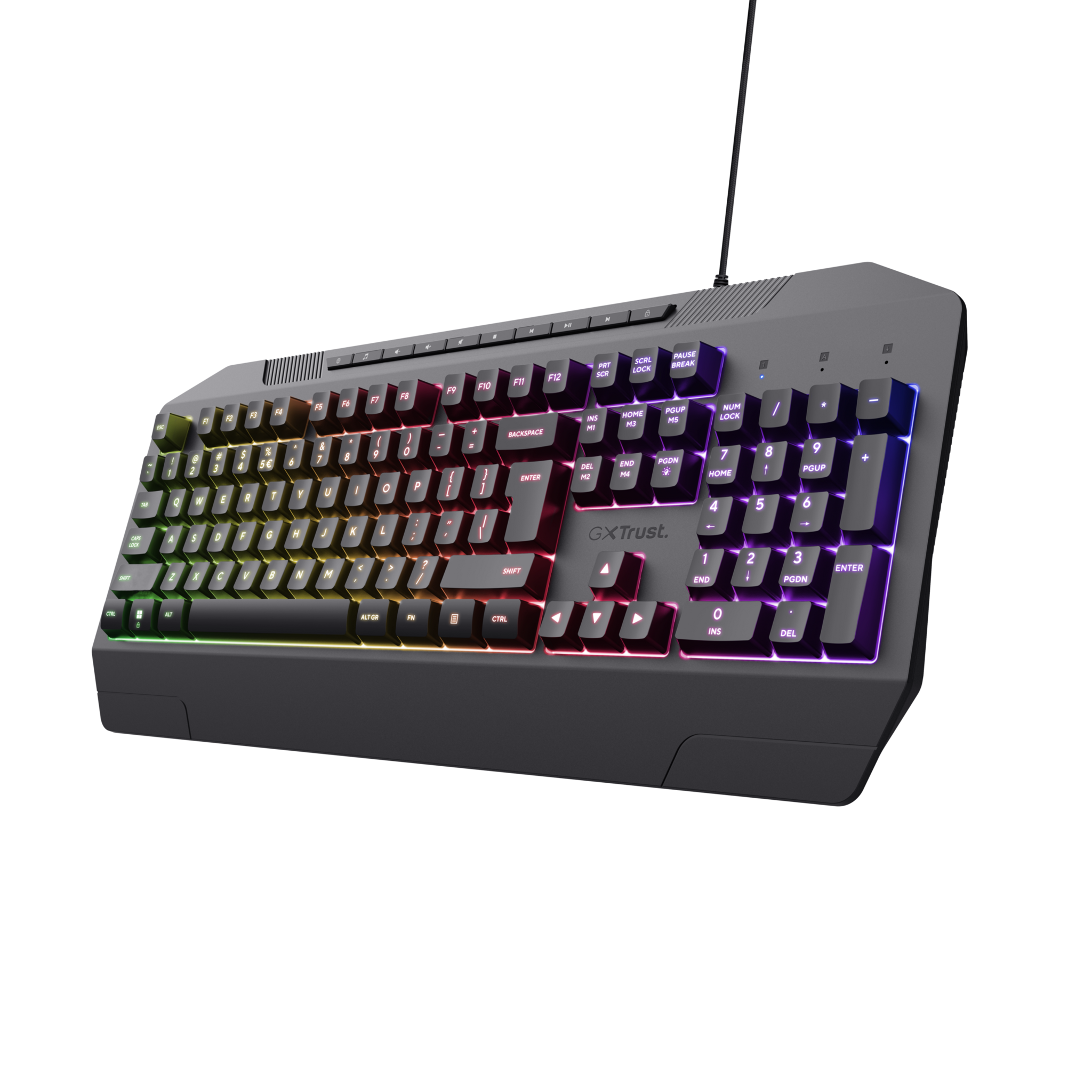 Trust GXT 836 Evocx, Wired, USB, Membrane, QWERTY, RGB LED, Black