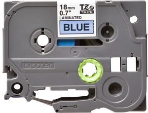 Brother Laminated tape 18mm, Black on blue, TZe, Grey, Thermal transfer, Philippines, 5 year(s)