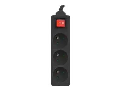 LANBERG PS1-03E-0300-BK Lanberg 3M juoda LANTERGE CURVE 3X 230V PL su grandinės pertraukikliu, pilnas varis