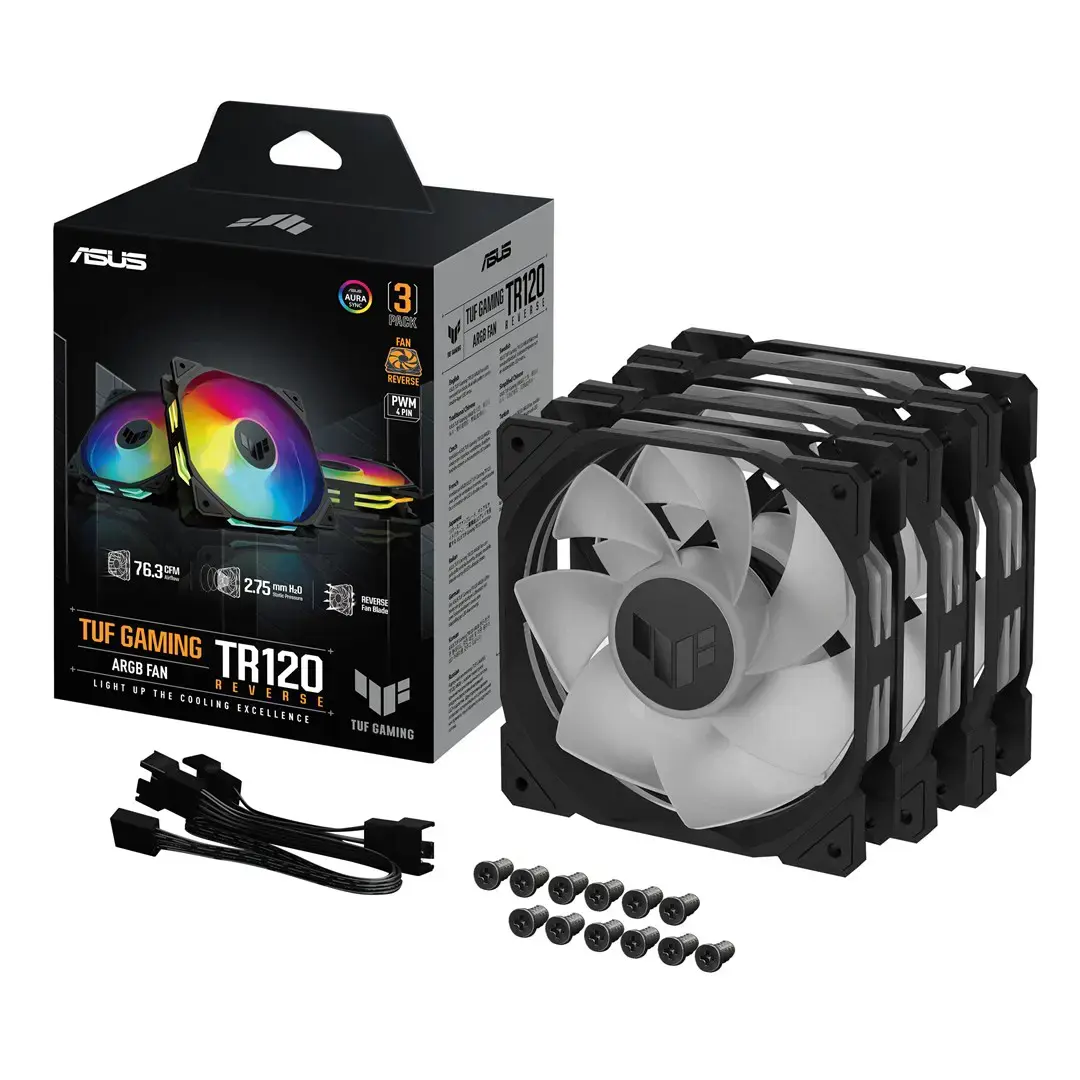 ASUS TUF Gaming TR120 ARGB Reverse 3-in-1 Fan, Black