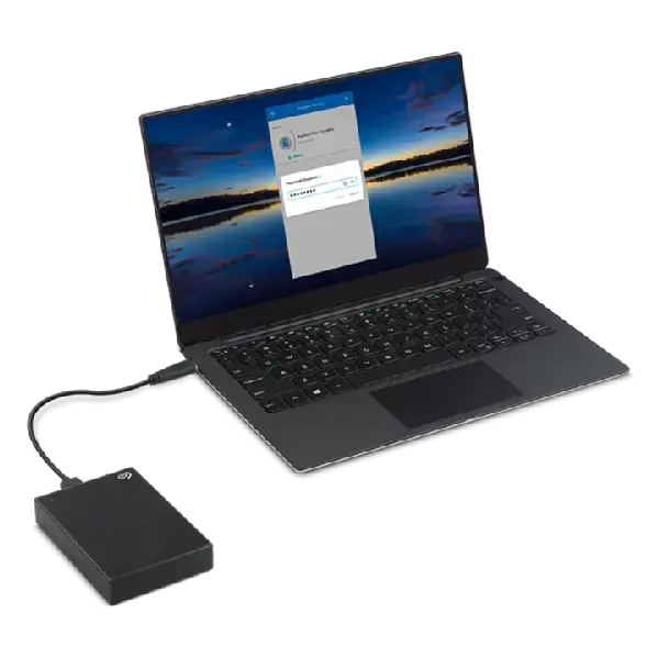 "SEAGATE One Touch" 2 TB išorinis kietasis diskas su slaptažodžio apsauga, juodas