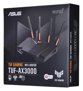 ASUS TUF Gaming AX3000 V2, "Wi-Fi 6" (802.11ax), dviejų dažnių (2,4 GHz / 5 GHz), Ethernet LAN, juoda, oranžinė, stalinis maršrutizatorius